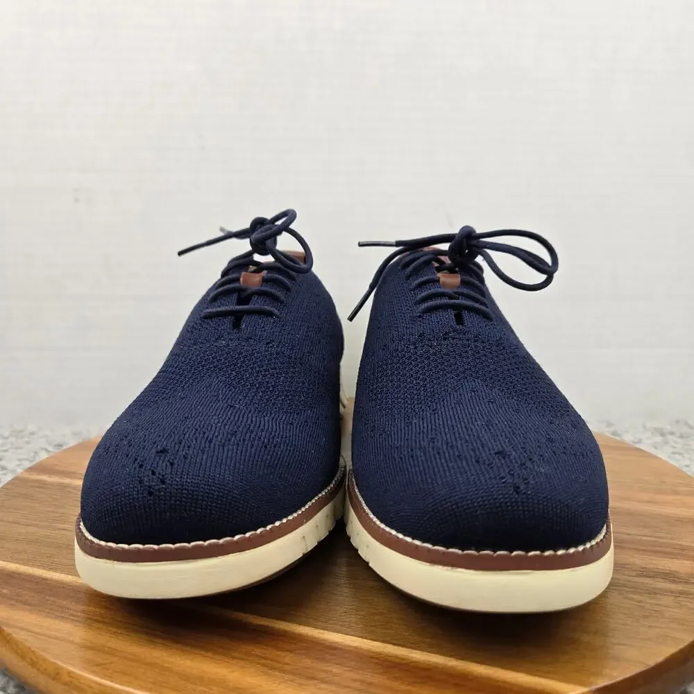 Cole Haan Mens 11M ZeroGrand Wingtip Marine Blue Stitchlite Casual Oxford Shoe